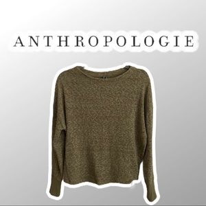 Anthropologie Moss Color Long Sleeve Crop Top